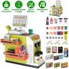 48Pcs Pretend Cash Register Play Toy Set With Scanner Play Cash Food Role Play Coffee Machine Grocery Store Mini Supermarket Playset For Boys Girls Ag