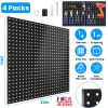 4 Packs Metal Pegboards Black Peg Boards Wall Organizer Panel Board Storage Hanger Tool with 1” Spacing 1/4” Hole for Office Garage Basement Craft Roo