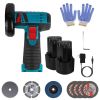 12V Cordless Mini Angle Grinder Hand Polishing Grinding Machine Cordless Cutter Grinding Tool with 7Pcs Disc 2Pcs 1100mAh Batteries and Charger Hex Ke
