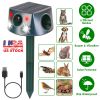 Ultrasonic Solar Animal Repeller Outdoor Mole Snake Squirrel Repellent Waterproof Bird Deer Dog Cat Deterrent with 6 Modes Motion Sensor Vibration Sta