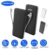 10000mAh Power Bank Portable Charger with US Plug 2 Built-in Cables External Battery Pack with 4 Ouputs 3 Inputs Fit For IOS Phone 14 Android And More