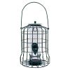 Outdoor Wild Bird Feeder Squirrel-Proof Chew-Proof Metal Hanging Seed Feeder with 4 Feeding Ports for Small Songbirds