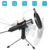 Professional Condenser Microphone Studio Recording Cardioid Microphone w/180° Tripods Pop Filter USB Plug for Podcasting Gaming Chatting