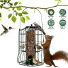 Outdoor Wild Bird Feeder Squirrel-Proof Chew-Proof Metal Hanging Seed Feeder with 4 Feeding Ports for Small Songbirds