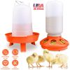 Chicken Feeder Waterer Set 1.5L Hanging Chick Waterer 2.2LBS Height Adjustable Chicken Feeder Poultry Feed Container Kit For Chick Hen Goose Duck Quai