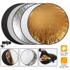 42.5In 5 In 1 Photography Round Light Reflector Collapsible Multi Disc Light Diffuser w/ Storage Bag Translucent Silver Gold White Black 5 Colors Refl