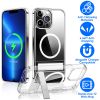 Magnetic Metal Kickstand Clear Case Shockproof Anti Yellowing Phone Cover Compatible with Magsafe Fit for IOS Phone 13