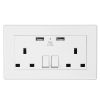 UK Wall Outlet Dual Wall Plug Socket Duplex 2.1A USB Wall Charger with Plug Switch Light Indicator