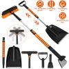 5 in 1 Detachable Snow Remover Kits Extendable Ice Scraper Snow Shovel 180° Adjustable Snow Brush Head for Car Windshield Roof