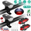 Bicycle Light Sets USB Rechargeable Bike Headlight Waterproof LED Bicycle Front Light Taillight 2 Kit