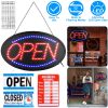 LED Open Sign 22.64x13.78In Business Neon Open Sign Advertisement Board with Steady Flashing Modes Business Hours and Open Closed Sign
