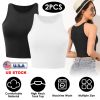 Women Sleeveless Cropped Tank Top High Neck Crop Racer Back Workout Top Machine Washable Summer S M L XL 2XL