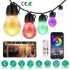 52.5FT Colorful Outdoor String Lights Smart RGB LED Patio Lights IP66 Waterproof Dimmable Hanging Light Bulbs with APP/ Remote Control 15 Bulbs
