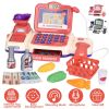 Kids Cash Register Pretend Play Cashier Toy with Scanner Calculator Credit Card Money Grocery Products Educational Toy Gift for Kids Aged 3 4 5 6 Year