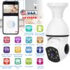 E27 WiFi Bulb Camera 1080P FHD WiFi IP Pan Tilt Security Surveillance Camera with Two-Way Audio Full Color Night Vision Flood Light Motion Tracking Si