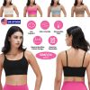 Women Strap Sport Bras Padded Strappy Crop Square Neck Low Impact Bras Sexy Fitness Tank Tops with Removable Pads Flat Straps for Gym Yoga Workout Run