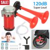 Air Horn Dual Trumpet 12V 115DB Loud Boat Motorcycle Truck Air Horn Compressor Kit