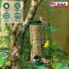 Outdoor Wild Bird Feeder Squirrel-Proof Chew-Proof Metal Hanging Seed Feeder with 4 Feeding Ports for Small Songbirds