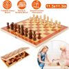 Folding Board Game Set Portable Travel Wooden Chess Set with Wooden Crafted Pieces Chessmen Storage Box 11.3"x11.3"