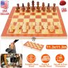 Folding Board Game Set Portable Travel Wooden Chess Set with Wooden Crafted Pieces Chessmen Storage Box 11.3"x11.3"