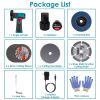 12V Cordless Mini Angle Grinder Hand Polishing Grinding Machine Cordless Cutter Grinding Tool with 7Pcs Disc 2Pcs 1100mAh Batteries and Charger Hex Ke