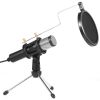 Professional Condenser Microphone Studio Recording Cardioid Microphone w/180° Tripods Pop Filter USB Plug for Podcasting Gaming Chatting