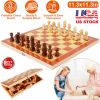Folding Board Game Set Portable Travel Wooden Chess Set with Wooden Crafted Pieces Chessmen Storage Box 11.3"x11.3"