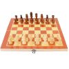 Folding Board Game Set Portable Travel Wooden Chess Set with Wooden Crafted Pieces Chessmen Storage Box 11.3"x11.3"