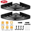 2Pcs Corner Shower Caddy Shelf Adhesive Bathroom Wall Mounted Storage Racks Aluminum No Drilling Organizers For Bathroom Toilet Kitchen Dorm