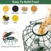 Outdoor Wild Bird Feeder Squirrel-Proof Chew-Proof Metal Hanging Seed Feeder with 4 Feeding Ports for Small Songbirds