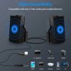 Clip-On Computer Sound Bar Portable USB Stereo Mini Wired Speaker w/ Volume Control 3.5mm Jack For Desktop Computer Laptop Notebook PC Tablets Plug An