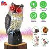 Solar Powered Owl Decoy with Flashing Eye Hoot Sound Infrared Sensor Scare Bird Squirrel Away Pest Repellent Bird Deterrent Outdoor Garden Yard Protec