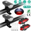 Bicycle Light Sets USB Rechargeable Bike Headlight Waterproof LED Bicycle Front Light Taillight 2 Kit