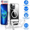 Magnetic Metal Kickstand Clear Case Shockproof Anti Yellowing Phone Cover Compatible with Magsafe Fit for IOS Phone 13