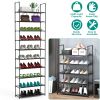 10 Tiers Shoe Rack Space-Saving 25-30Pairs Tall Shoe Shelf 23.03x10.82x72.83Inches Non-Woven Fabric Vertical Shoe Organizer For Hallway Entryway Close