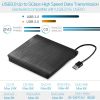 External CD DVD Drive USB 3.0 Slim DVD-RW Drive Superdrive Burner Writer High Speed Data Transfer USB Optical Drives Players for PC Desktop Laptop Win
