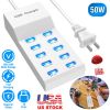 10 Ports USB Charging Station Hub 50W USB Wall Charger Fast Charging Power Adapter for Phone Tablet
