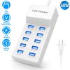 10 Ports USB Charging Station Hub 50W USB Wall Charger Fast Charging Power Adapter for Phone Tablet