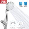 iMounTEK Handheld Shower Head Stainless High Pressure 5 Spray Settings Massage Spa Showerhead Chrome Face with Check Valve 5ft Steel Hose Adjustable A