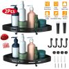 2Pcs Corner Shower Caddy Shelf Adhesive Bathroom Wall Mounted Storage Racks Aluminum No Drilling Organizers For Bathroom Toilet Kitchen Dorm