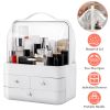 3 Tiers Makeup Organizer Cosmetic Storage Box with Dustproof Waterproof Lid Portable Handle Drawers Cosmetic Display Case for Bathroom Bedroom Dressin