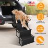 Foldable Dog Ramp 4 Step Collaspible Non Slip Stairs for Car Trucks SUV 176LBS Load Oxford Fabric Steel Ladders with Straps Tether Clip