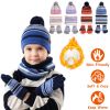 Winter Kids Knitted Hat Scarf Gloves 3Pcs Boys Girls Winter Warm Beanie Hat and Glove Scarf Set Beanie Neck Warmer Mittens for 4-7-Year-Old Kids