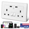 UK Wall Outlet Dual Wall Plug Socket Duplex 2.1A USB Wall Charger with Plug Switch Light Indicator