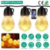52.5FT Colorful Outdoor String Lights Smart RGB LED Patio Lights IP66 Waterproof Dimmable Hanging Light Bulbs with APP/ Remote Control 15 Bulbs