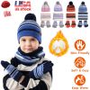 Winter Kids Knitted Hat Scarf Gloves 3Pcs Boys Girls Winter Warm Beanie Hat and Glove Scarf Set Beanie Neck Warmer Mittens for 4-7-Year-Old Kids