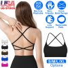 Women Cross Back Sport Bras Padded Strappy Crop Open Back Low Impact Bras Sexy Fitness Tank Tops with Removable Pads Thin Straps for Gym Yoga Workout