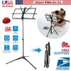 Tripod Music Stand 360° Rotatable Instrument Sheet Holder Heavy Duty Metal Folding Retract Book Mount for Kids Guitar Singers