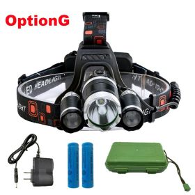 ZK20 LED Headlamp High Lumens 4 Modes 18650 Rechargeable Battery Flashlight Waterproof Outdoor Lighting Camping Fishing (Body Color: T6 2R5, Emitting Color: Option G)