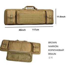 WINCENT Tactical Double Long Rifle Gun Case Bag Rifle Backpack Soft Firearm Transportation Carbine Case Lockable 35"42"46"inch (Color: 46 inch Brown)